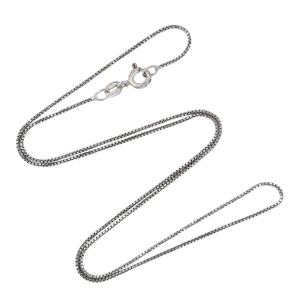 Vintage Italian Sterling Silver 925 Box Link Chain Necklace 18"